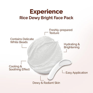 Mamaearth Rice Dewy Bright Face Pack with Rice Water & Niacinamide For Glass Skin 200g | DIY-like Texture | Gives Glass-Like Glow |Instant Brightness | Gel Cream Face Mask |Free From Harmful Chemicals